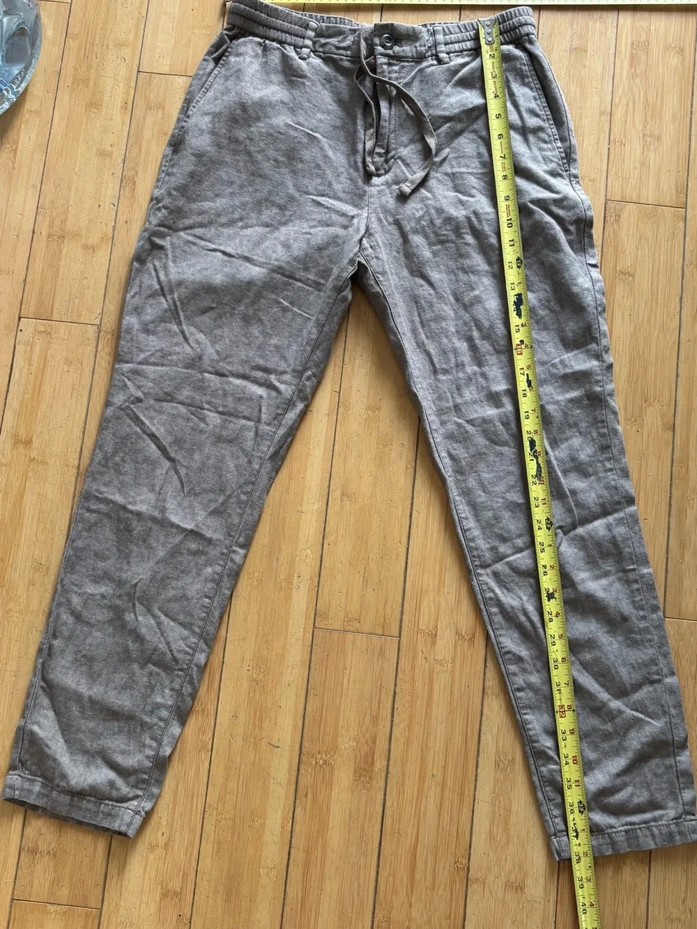 Banana Republic Athletic Linen Joggers Mens 31x32 Taupe Brown Drawstring Casual